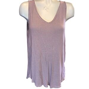Ladies Casual Tank‎ Top Emmas Closet Size Large Thin Stripes Flowey